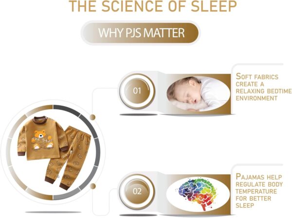 Boys Brown Bear Pyjama Set | Soft Comfy Cotton Nightwear Sleepwear Set | Cute Animal Printed PJs for Kids, Infant or Toddler | Perfect 2 Piece Outfit Gift for 2 to 6 years Old - Image 2