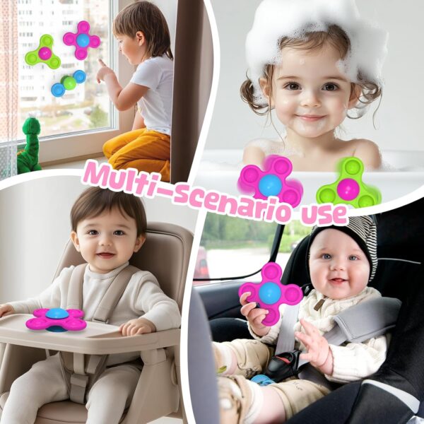 Guibola Suction Cup Spinners for Babies 3PCS Suction Toys with Silicone 10+ Months Fidget Spinning Sensory Toys Baby Bath Toys High Chair Suction Cups Travel Toys for Boy Girl（Classic-Star） - Image 7