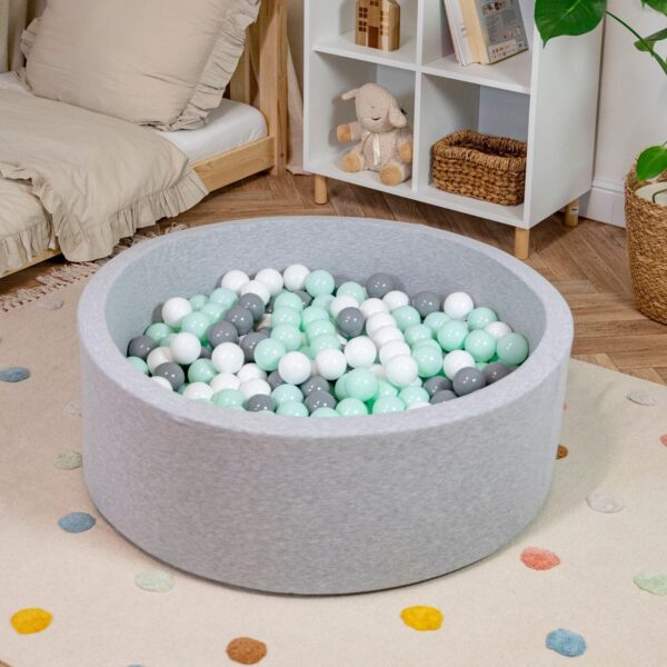 Selonis Soft Ball Pit Pool 90X30cm/200 Balls Round For Baby Toddler Foam, Light Grey:Powder Pink/Pearl/Transparent - Image 4