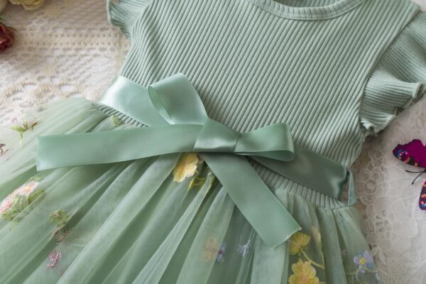 NNJXD Baby Girl Flower Embroidery Tulle Dress Elegant Toddler Birthday Party Dresses - Image 4