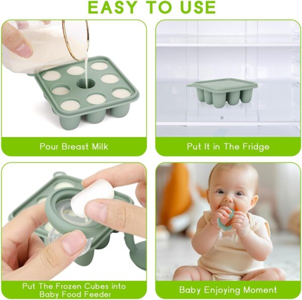 WeSweet Fruit Feeder for Baby - Silicone Baby Fruit Food Feeder- Breastmilk Popsicle Freezer Molds for Baby Teething & Infant Self Feeding Ideal Mum to Be Gifts (Cat Green) - Image 7
