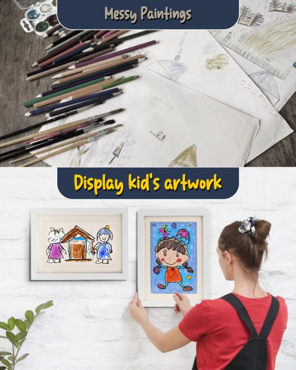 Ciscle Kids Art Frames, 2 Pack A4 Fillable Front Opening Photo Frames, Display Frames for Kids Artwork for 150 Pictures, Ideal for Children's Drawings, Kids Art Projects, School, Home or Office(White) - Image 5