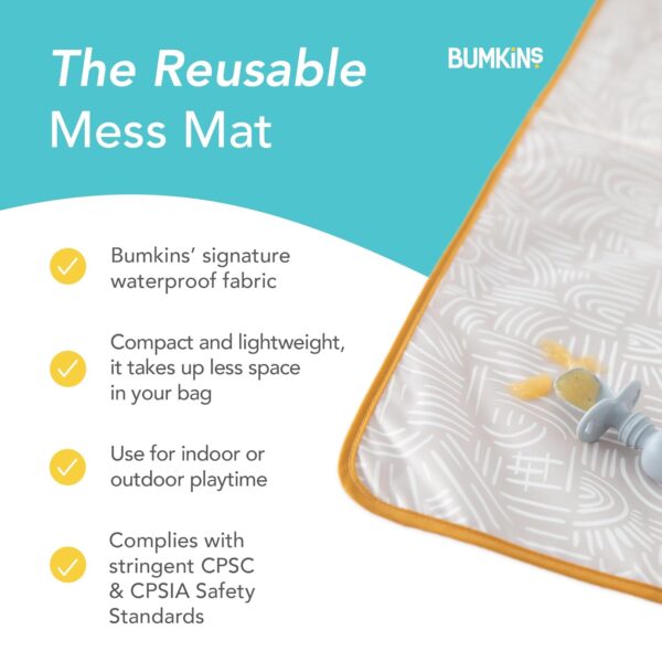Bumkins Baby Splat Mat for Under High Chair, Babies Toddlers Eating Mess Mat, Waterproof Reusable Cloth for Arts and Crafts, Playtime Mat for Kids, Floors or Tables, Fabric 42inx42in, Desert Boho - Image 5