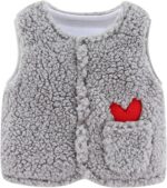 Baby Girls Boys Fleece Coat Fall Winter Solid Color Sleeveless Collar Facecloth Coat Multicolor Vest with Pockets Clohtes Toddler Warm Outwear Kids Jacket