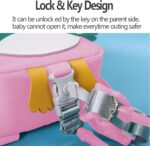 Toddler Safety Harness Backpack with Rein Baby Walking Leash Anti-Lost Safety Wrist Cuff with Lock 1.5m Children Walking Backpack-Owl-Pink - Image 2