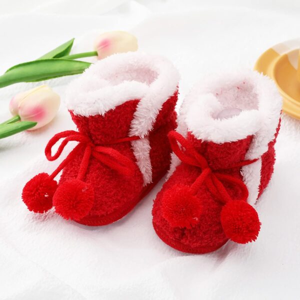 Shoe for Baby Girls Boys Warm Soft Booties Anti Slip Socks Shoes Pre-Walker Shoes Mary Jane Infant Toddler Shoes Baby Boys Girls Indoor Slippers Floor Socks - Image 2