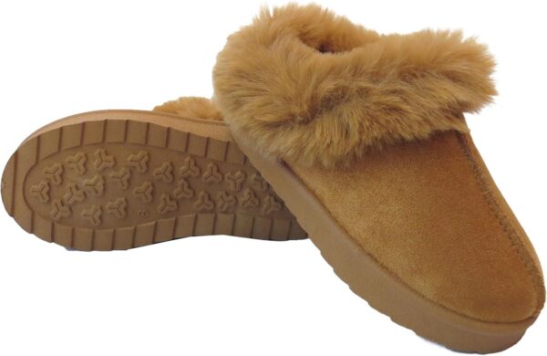 Girls Kids Faux Fur Lined Slip On Comfy Warm Winter Slippers Mules Shoes Size - Image 5