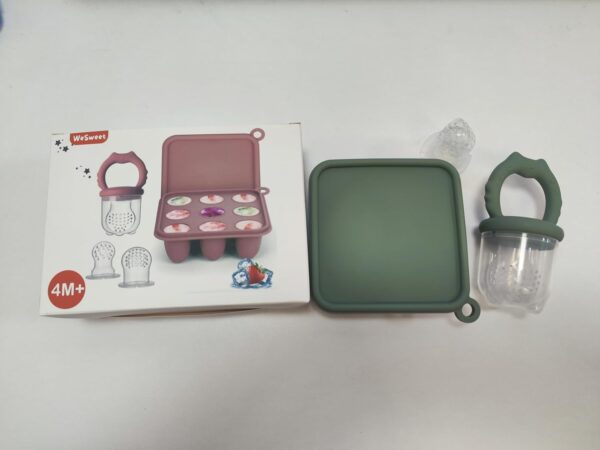 WeSweet Fruit Feeder for Baby - Silicone Baby Fruit Food Feeder- Breastmilk Popsicle Freezer Molds for Baby Teething & Infant Self Feeding Ideal Mum to Be Gifts (Cat Green) - Image 10