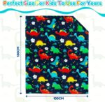 Edcooy Dinosaur Blanket for Boys, Kids Dinosaur Throw Blanket for Boys and Girls, Fluffy Cozy Dinosaur flannel Blanket with Vibrant Colors Cute Design, Soft Warm Throw Blanket (100 x 130cm, Blue)… - Image 2