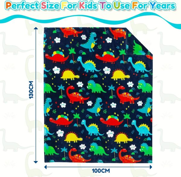 Edcooy Dinosaur Blanket for Boys, Kids Dinosaur Throw Blanket for Boys and Girls, Fluffy Cozy Dinosaur flannel Blanket with Vibrant Colors Cute Design, Soft Warm Throw Blanket (100 x 130cm, Blue)… - Image 2