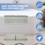 2Pcs Baby Bath Kneeler and Elbow Rest Pad Set,Comfortable Foam Bath Kneeling Pad, Non-Slip Bath Tub Elbow Pad with 4 Organizer Pockets, Washable Baby Bath Cushion Bath Kneeling Pad for Toddler (Grey) - Image 2