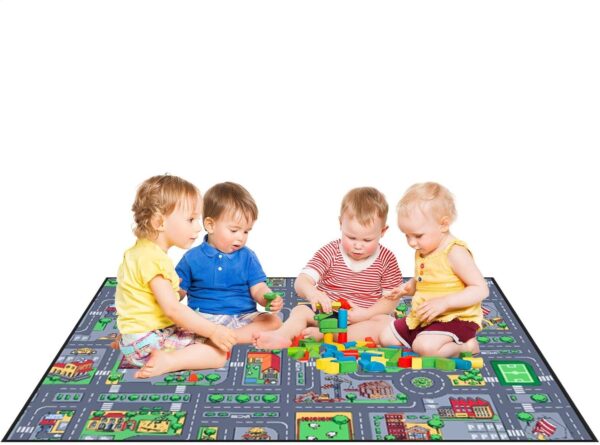 Nybhyjka Road Play Map City Car Vehicle Traffic Educational Learning & Fun Game Area Non Slip Boy & Girl Kids Rug Carpet Traffic Map Crawling Play Carpet Kids Baby Children Educational Road Traffic - Image 7