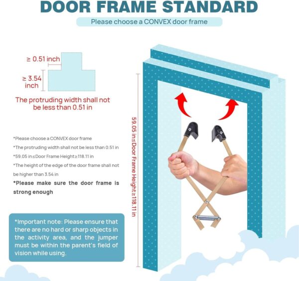 Gusengo Doorway Jumper, Adjustable Newborn Jump Chair Bounce Swing, Door Swing 2 in 1 With Adjustable Strap Early Education Puzzle Learning Walking Fitness Chair - Image 7