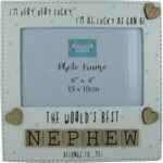 Photo Frame The Worlds Best Nephew Tile Art Nursery Home Decor Wood Cream 6x4"