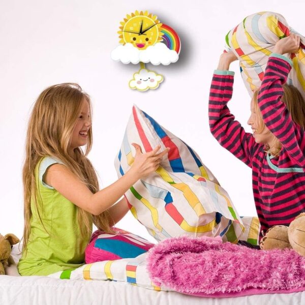 Wall Clock Silent Non-Ticking Clocks for Office Kitchen Living Room,Cute 3D Wall Clock Decorative Sun Clouds and Rainbow Wall Clocks Silent Non Ticking for Kids Bedroom Nursery Living Room Home - Image 4