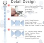 Kowlone Dummy Clips Boys Girls Silicone Soother Pacifier Chain Flexible Binky Holder Set with Texture for Teething Baby Unisex Newborn Dummies 1-Piece Design(Pastel Blue,Glacier Grey) - Image 5