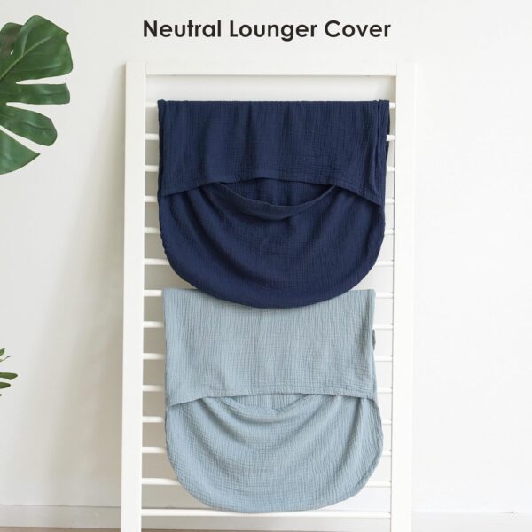 Muslin Baby Cover for Newborn, Soft and Breathable 100% Cotton Lounger Slipcover Neutral, Pack of 2(Dark Blue) - Image 6