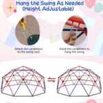 GYMAX 10FT Dome Climber, Kids Climbing Set with Swing and Convenient Grip, Indoor Outdoor Children Climbing Frame for 3-12 Years Old Boys Girls, Max Weight 350kg (Red+Blue, 305x293x159cm) - Image 4