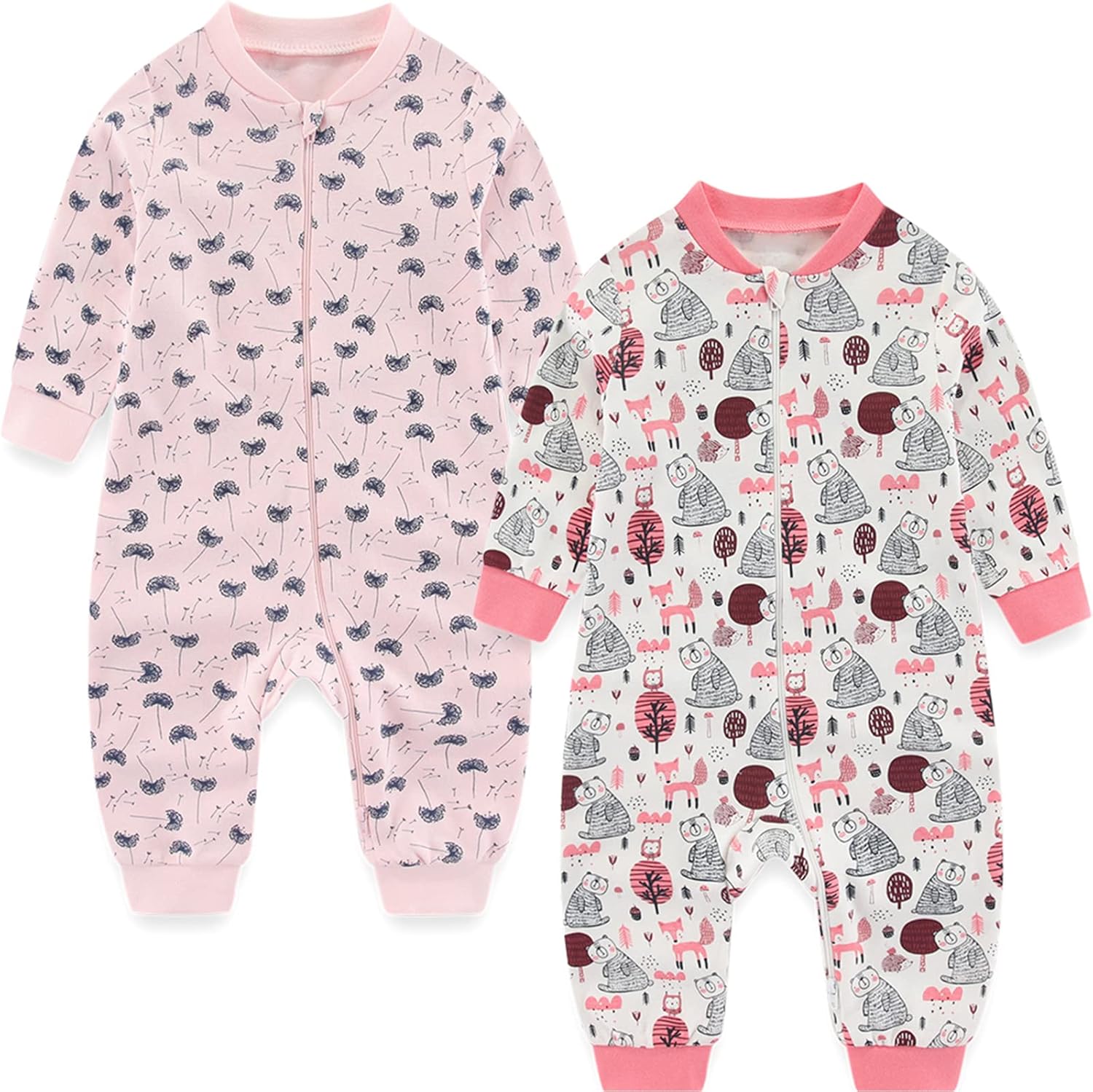 71ULc1BCO5L._AC_SL1500_.jpg MAMIMAKA Newborn Baby Boys Girls one-Piece Sleepsuit 2 Pack 2-way Zip Footed Pajamas for Play and Sleep - Image 1