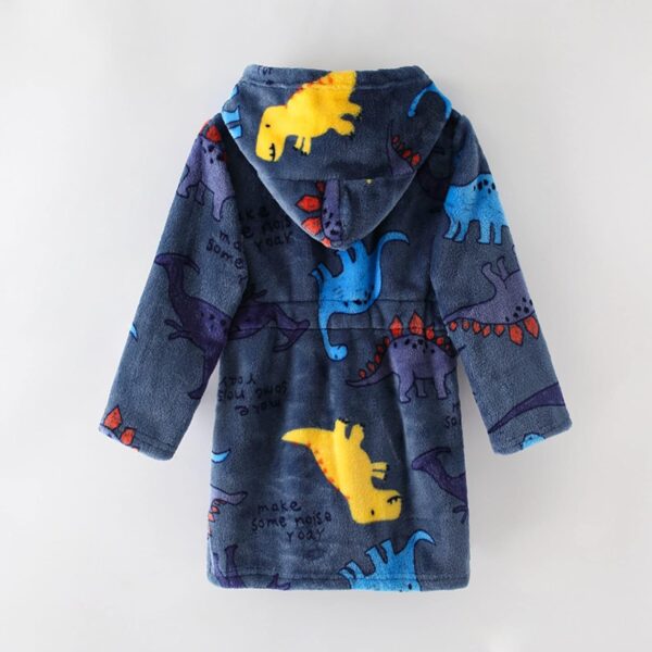 Boys Dinosaur Fleece Bathrobe Hooded Toddler Soft Fuzzy Robe Flannel Robe for Kids Girls Dressing Gown Pajamas Kids Cute Cartoon Warm Casual Clothes - Image 4