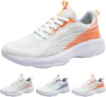 Womens Walking Shoes Girls Trainers Size 5 Fashion Autumn Women Sports Flat Bottom Non Slip Lightweight Comfortable Simple Design Casual Slip Ons for Women White Platform Trainers - Image 4