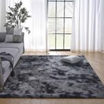 JURLEA Area Rug Modern Fluffy Shaggy Rugs for Living Room, Soft Non-Slip Carpet for Bedrooms, Boys Room, Girls Room, Play Room Modern Home Decor (Black Grey, 120 x 160 cm) - Image 4