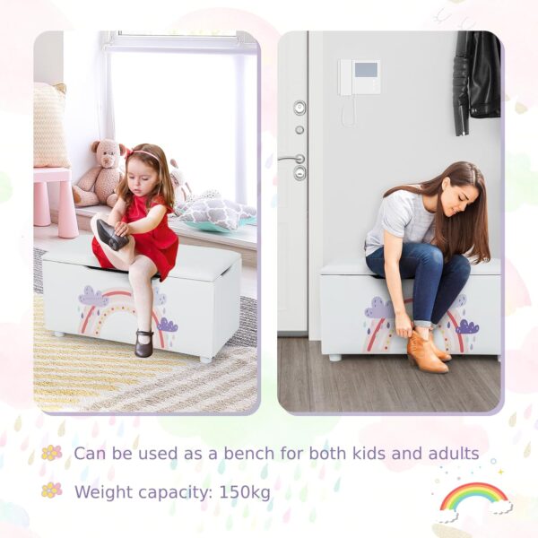 GYMAX Kids Toy Box, Children Storage Chest with Detachable Lid, Upholstered Toddler Storage Bench for Boys Girls (White) - Image 7