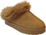 Girls Kids Faux Fur Lined Slip On Comfy Warm Winter Slippers Mules Shoes Size