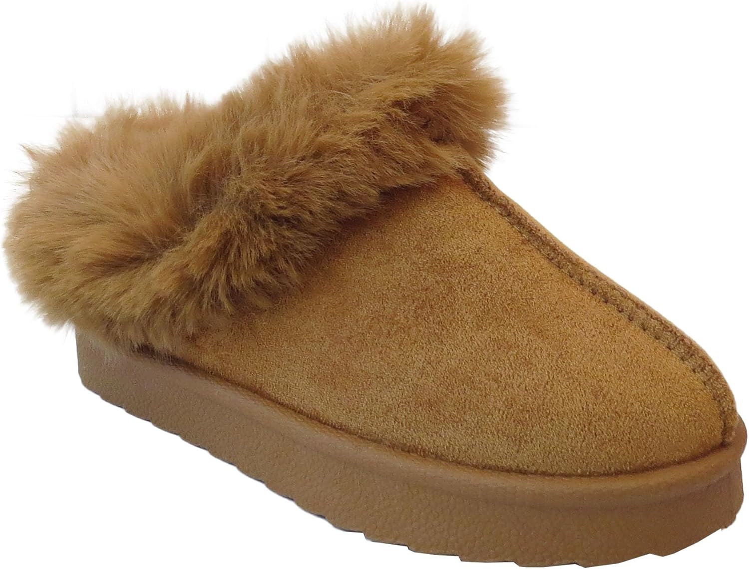 71UxO-2MreL._AC_SL1500_.jpg Girls Kids Faux Fur Lined Slip On Comfy Warm Winter Slippers Mules Shoes Size - Image 1