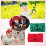 2Pcs Baby Headband Baby Turban Headband Baby Girl Headbands Baby Girl Bows Headband Newborn Headbands Baby Hair Bands for Newborn Baby, Toddlers(green/red) - Image 6