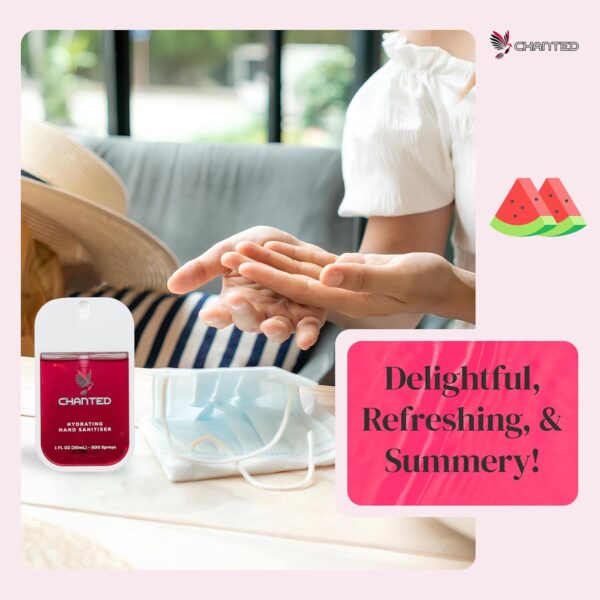 Chanted Mini Hydrating Hand Sanitiser Spray | Travel size 30ml (Watermelon) - Image 5