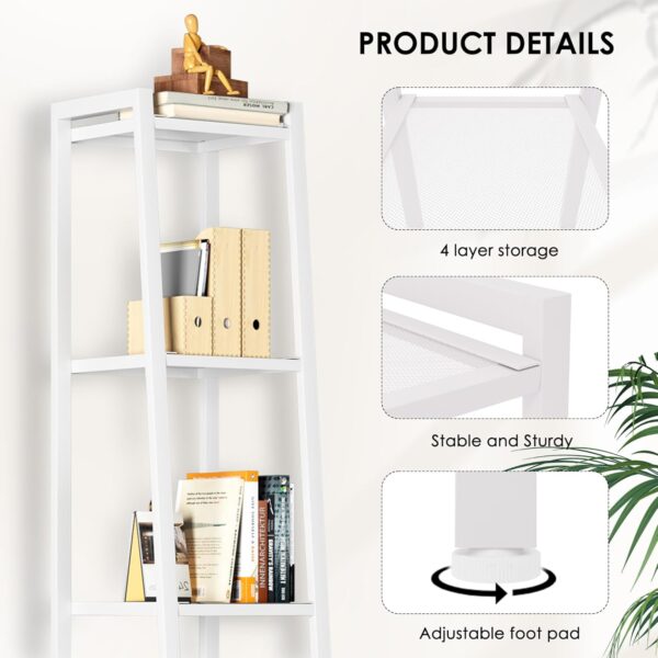 SogesHome Shelving Units Shelving Utility Shelves Metal Shelves Storage Display Rack Bookcase Home Shelf Storage Unit Standing Shelves 4 Tiers White 35.5 * 30 * 147cm,SH-LXH-TJ30W - Image 3