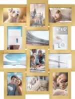 SONGMICS Collage Picture Frames, 12 Frames for 4x6 Photos, Collage Photo Frames for Wall, Multi Frames, Wall Decor, Pale Gold RPF026A01