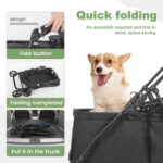 AESRAOU Dog Travel Stroller with 4 Heavy Duty Wheels, Foldable Pet Stroller with Adjustable Handle - Double Doggie Capacity Jogger Wagon with Back Front Door for Small Medium Dogs (Black) - Image 5