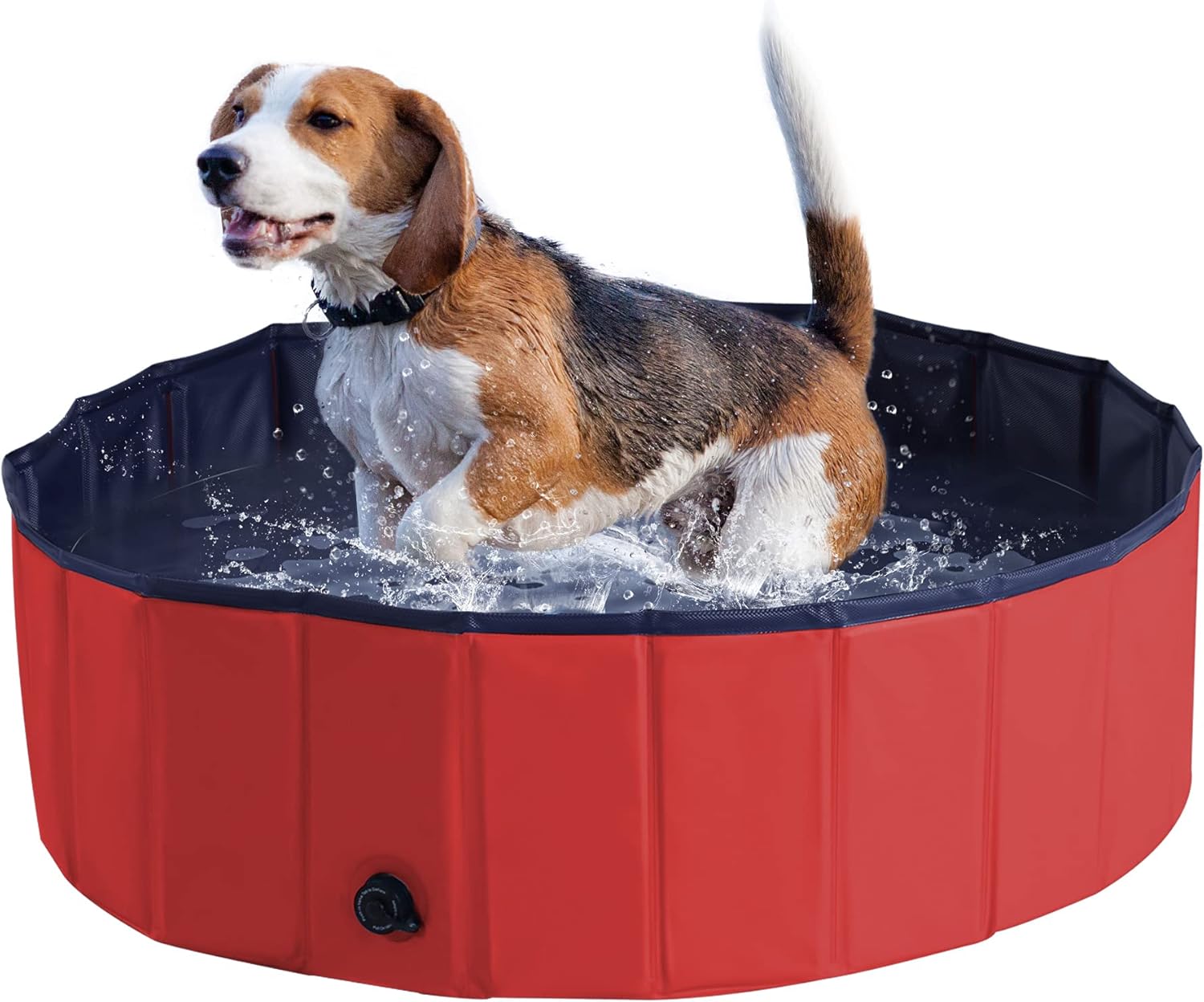 71VYueMQGQS._AC_SL1500_.jpg PawHut Foldable Dog Paddling Pool Pet Cat Swimming Pool Indoor/Outdoor Collapsible Summer Bathing Tub Shower Tub Puppy Washer (Φ100 x 30H cm, Red),D01-012RD - Image 1