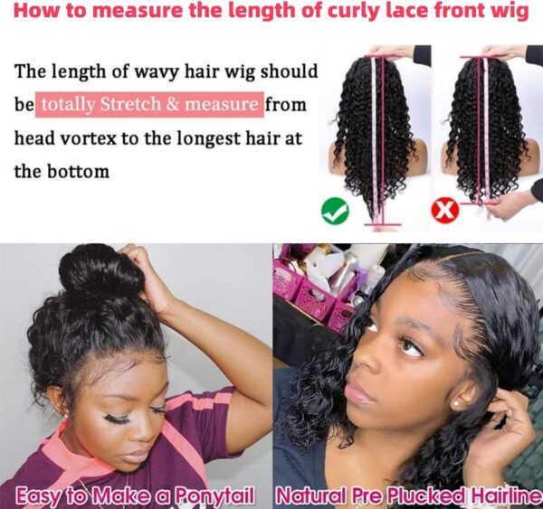 30 Inch 13x4 Curly Wave Lace Front Wigs Human Hair HD Lace Wigs Human Hair Wigs for Black Women Human Hair 180% Density Lace Frontal Wig Pre Plucked with Baby Hair - Image 4