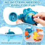 twoonto Baby Bath Toys, Wind Up Magnetic Fishing Games Squirt Bathroom Toys with Fishing Net, Floating Pool Bathtub Toys, Montessori Toys for Toddlers, Boys, Girls (Style A) - Image 4