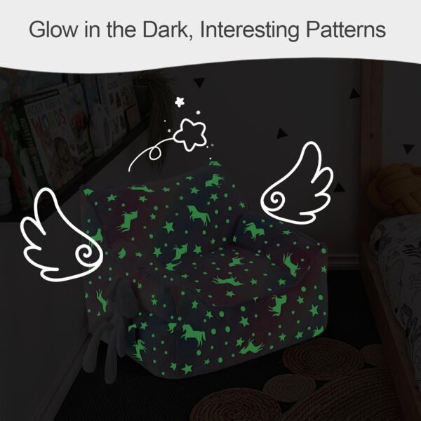 COMAX Kids Bean Bag Chair, Toddler BeanBag Sofa Chair Stuffed with Filler for Boys and Girls, Lazy Sofa Couch with Pocket for Playroom, Nursery Room, Colorful Rainbow - Image 5