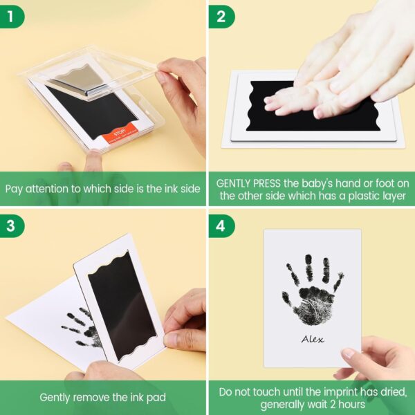 Nabance Baby Footprint Kit & Handprint Kit, 3 Inkless Ink Pads, 2 Photo Frames, 6 Imprint Cards, Safe for Baby Hands and Feet, Family Keepsake Gifts for New Parents, Baby Shower Gifts 0-6 months - Image 4