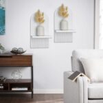 YiYa 2 Pcs Wood Shelves for Wall Decor Modern Boho Wall Shelf Arch Wood Floating Shelf Bohemian Hanging Shelf Display Shelving for Hanging Plants Photo for Living Rooms Bathroom - Image 5