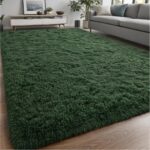 Larhom Fluffy Area Rugs for Living Room Bedroom, 4x6 Dark Green Ultra Soft Plush Fuzzy Rug, Anti-Skid Indoor Carpet Nursery Rugs for Kids Room Home Decor, High Pile, Non-Shedding - Image 2