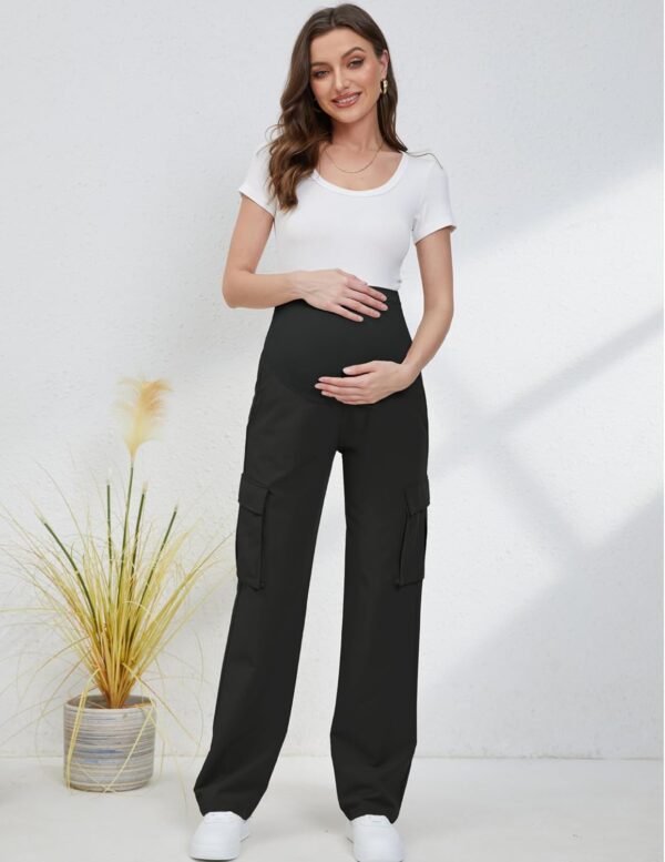 GLAMIX Women's Maternity Cargo Pants with Four Pockets Over The Belly Scrub Pants Pregnancy Clothes - Image 4
