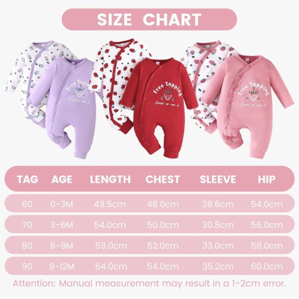 JiAmy 2Pcs Baby Pyjama, Boys Girls Long Sleeve Romper, Slanting Snap Button Snowsuit, Cotton Onesie Jumpsuit for Infant 0-12 Months - Image 7