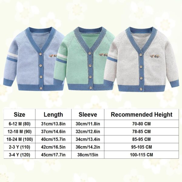 Fnaobai Toddler Baby Boys Cardigan Little Boys V-Neck Cotton Sweater Kids Long Sleeve Jacket Knit Button Up for Fall Winter - Image 5