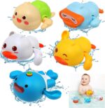BelleStyle Baby Bath Toys, 5 Pcs Wind Up Bath Tub Toys for Kids 1 2 3 4 Years Old, Paddling Pool Toys Floating Swimming Duck Turtle Whale Clockwork Water Toys for Toddlers Boys Girls Baby Bath Time