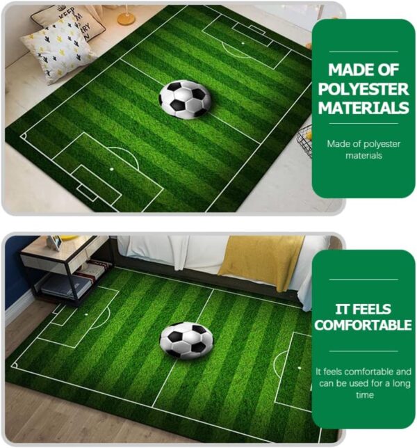Yardwe Football Field Carpet Soccer Field Kids Play Area Rug Play Mat for Boys Girls Sports Theme Room Home Decor - Image 4