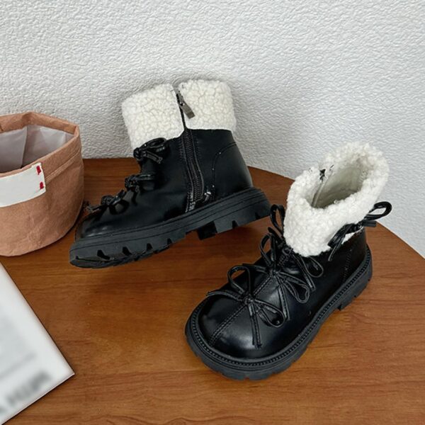 Children's Girls Winter Shoes Baby Children Plush Winter Boots Cuddly Fleece Lining Warm Booties for Toddlers Winter Outdoor Snow Boots Children Winter Barefoot Shoes Low Shoes - Image 6