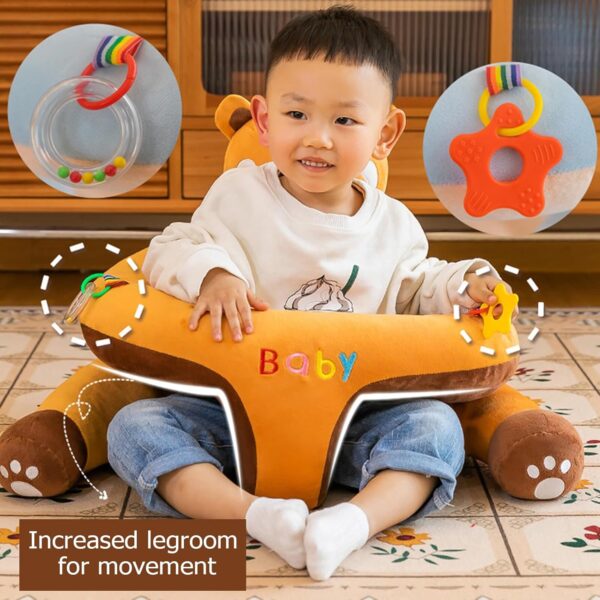 Wallfire Animal Shape Baby Floor Seat Cover, Super Soft Learn to Sit Support Sofa Cover, Baby Sitting Chair Cover with Non-Slip Bottom, Higher and Bigger Baby Lounger Cover for 3-36 Months - Image 4