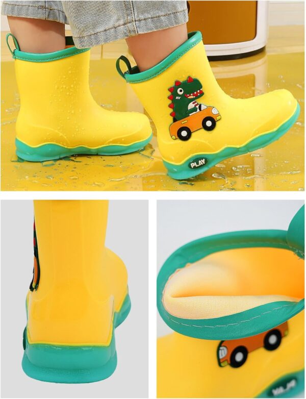 SEAUR - Girls Wellies Toddler Rain Boots Kids Wellington Boots Cute Patterns Boys Wellies Non-Slip Outdoor Shoes - Image 4