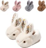 Hitopteu Kids Slippers Boys Girls Cute Bunny Slippers Winter Plush Warm House Shoes Soft Anti-Slip Novelty Rabbit Slippers for Toddler